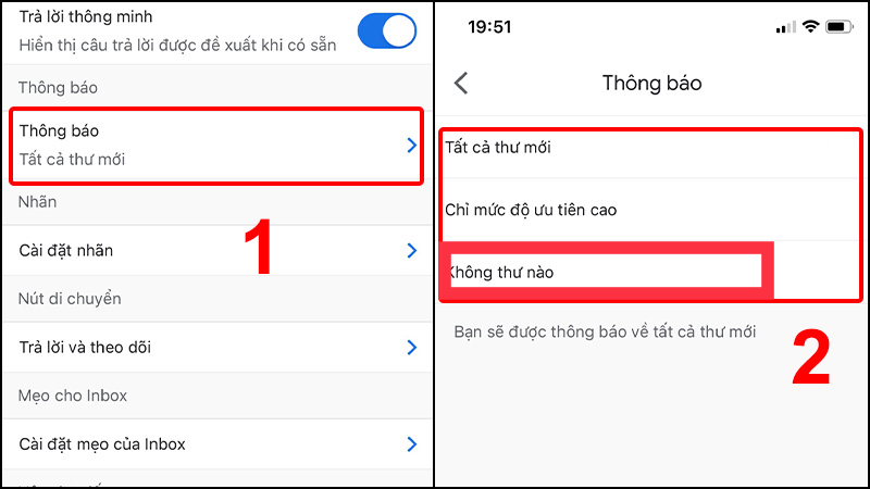 cách bật tắt thông báo gmail trên điện thoại IOS 5